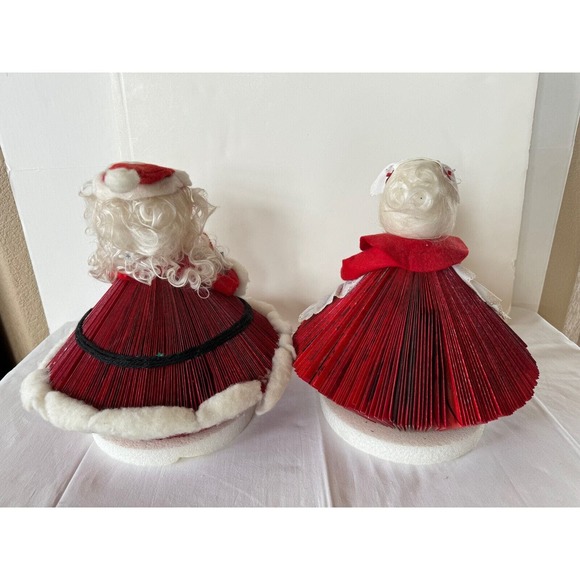 Vintage Santa Mrs Claus Figures Handmade Folded Magazine 13" Large Table Decor - Picture 10 of 13